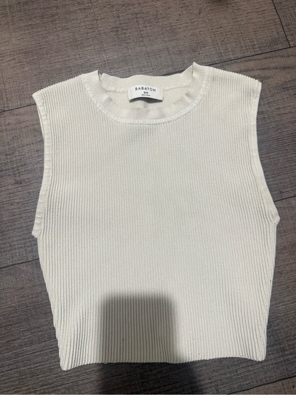 Babaton Cream Ribbed Sleeveless Knit Tank